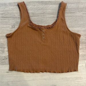 So Juniors Crop Top Brown Cocoa Smoothie M Buttons